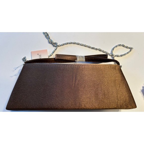 Women's Gp Prestige Purse Beaded Coffee Color Clutch Silver Chain Strap - Picture 5 of 12